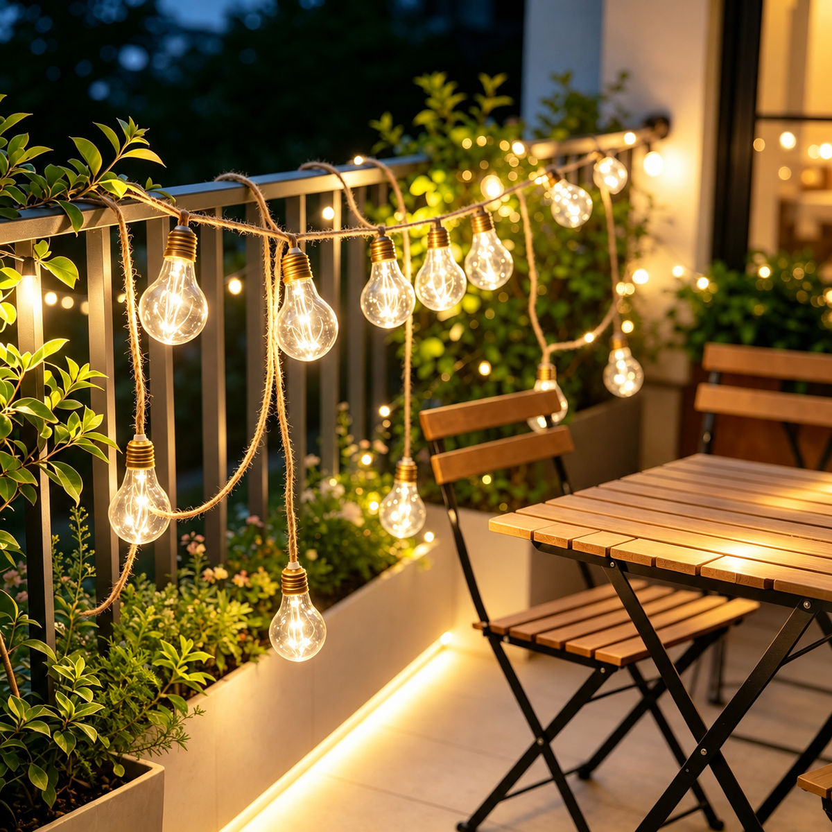 Hemp Rope Edison String Lights | Solar & Plug-in | 5–10m