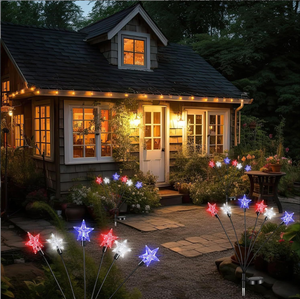 Solar Christmas Star Garden Lights – 6 Head Outdoor LED Pathway Decoration